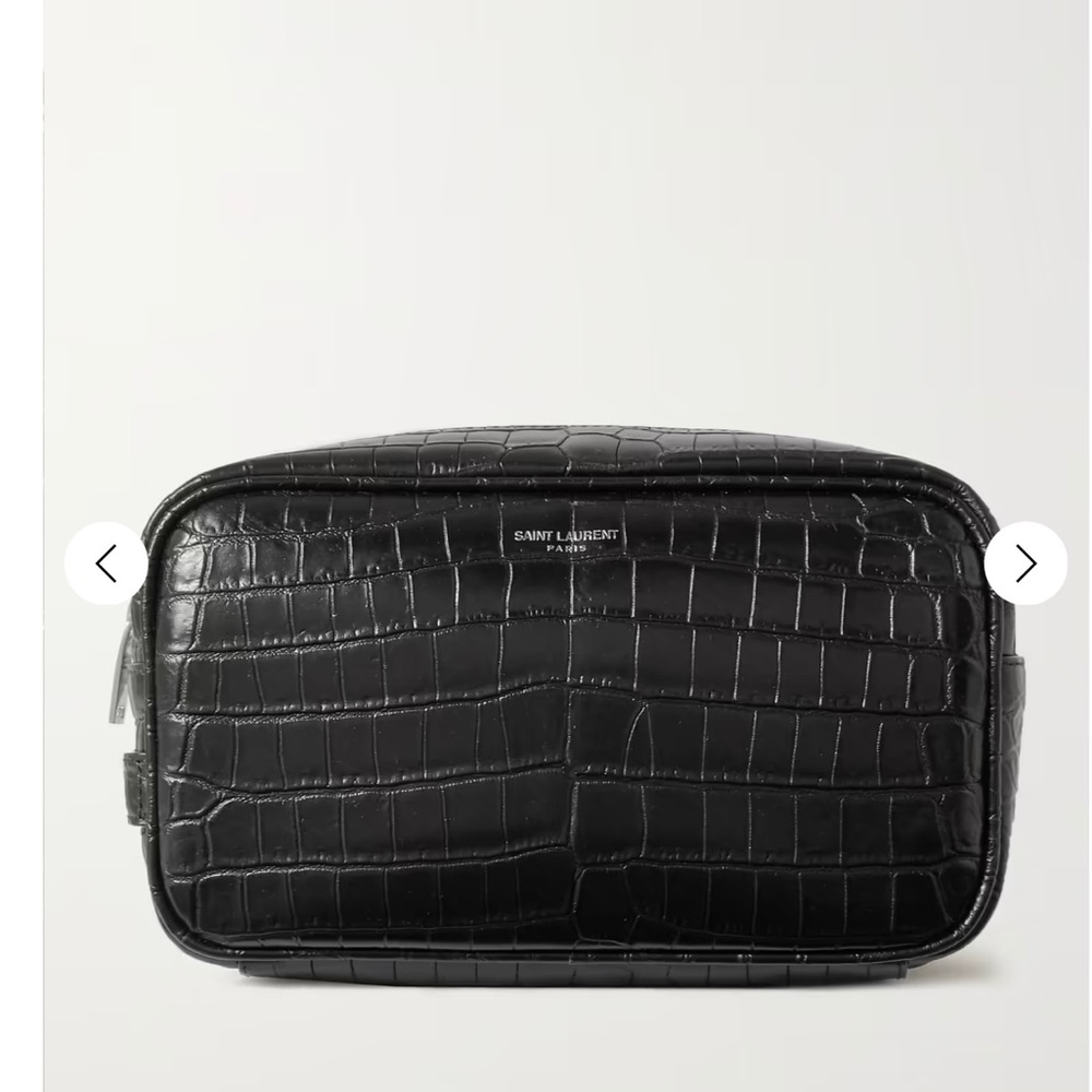 🔥 Saint Lauren Croc-embossed leather Wash bag in black for men 🔥